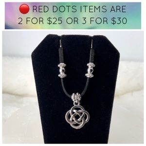 🔴Celtic knot black suede adjustable necklace